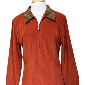 Sag Harbor Burnt Orange Brown Plaid Collar Jacket Sz 12 Cottagecore